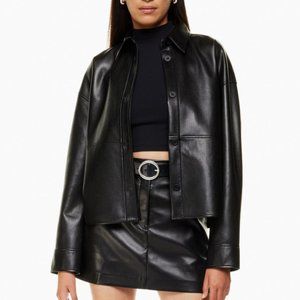 Aritzia Babaton Pelli Black Vegan Leather Shirt Jacket